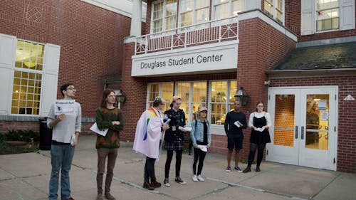 Yesterday, a small group of Rutgers students protested outside of the Douglass Student Center where a panel, entitled “Unsafe Space” was being held. The goal of the original event was to create a dialogue around identity politics and free speech on campus. – Photo by Yosef Serkez