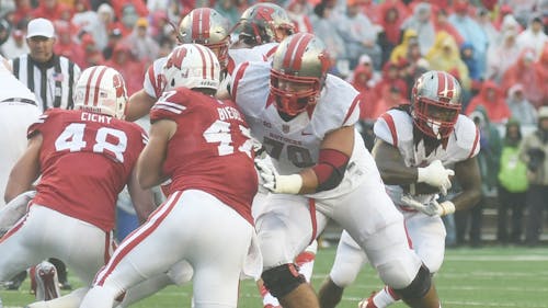 Junior right guard Chris Muller has been entrenched in offensive line for Rutgers, offering leadership along the line of scrimmage. – Photo by Michelle Klejmont