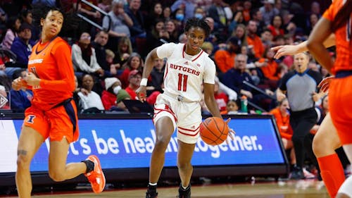 Senior guard Awa Sidibe scored 8 points and grabbed six rebounds, but the Rutgers women's basketball team eventually lost to Illinois. – Photo by Rich Graessle / ScarletKnights.com