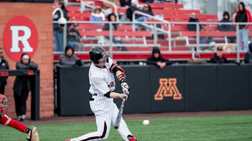 Freshman catcher Jackson Natili hit a momentum-shifting home run in the Rutgers baseball team's Sunday victory over Nebraska. – Photo by Christian Sanchez