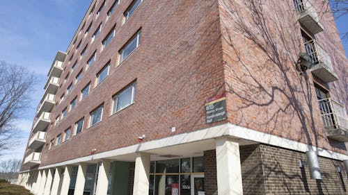 When the Rutgers University Emergency Services (RUES) arrived at Hardenbergh Hall on the College Avenue campus, responders found a smoldering trash can in the men’s restroom on the ground floor. – Photo by Rutgers.edu