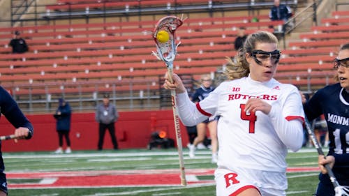 Junior defender Meghan Ball and the Rutgers women's lacrosse team got back into the victory column, ending a quick losing streak with a close win over Wagner.  – Photo by Olivia Thiel