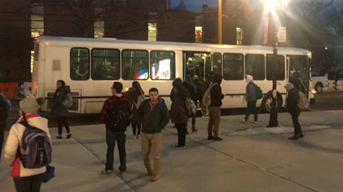 University administrators do not plan to reimplement the bus shelters at Scott Hall. The Director of Transportation said they are currently working to fix service for the arrival boards at the stop. – Photo by Jeffrey Gomez