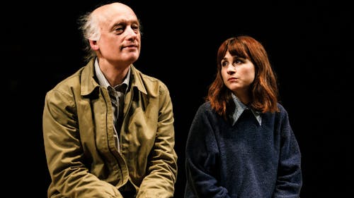 Frank Wood and Aya Cash play father and daughter in the off-Broadway play, "The Best We Could (a family tragedy)." – Photo by @theatermania / Twitter