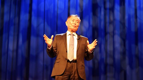 Former “Star Trek” star George Takei, a social media personality and outspoken advocate for LGBTQ rights, visited the College Avenue Gymnasium to speak to Rutgers students last night for “An Evening with George Takei,” an event held by the Rutgers University Programming Assocation. – Photo by Colin Pieters