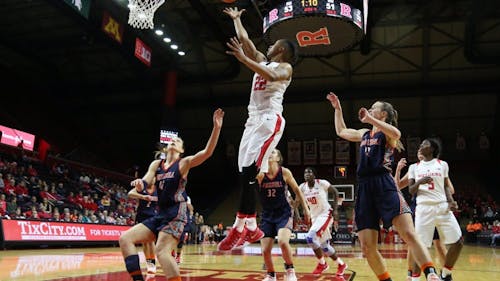 Junior forward Kandiss Barber lays in 2 of her career-high 17 points that led Rutgers in a 57-53 win over Bucknell at the Rutgers Athletic Center Saturday afternoon. – Photo by Dimitri Rodriguez