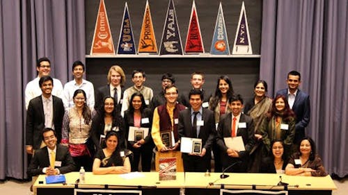 Courtesy of Shaheen Parveen | Shivaniben Patel and Heta Patel competed in the Yale Hindi Debate against students from several Ivy League institutions. – Photo by Picasa