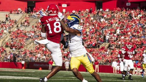 Senior wide receiver Bo Melton caught passes and returned kicks this weekend as the Rutgers football team fell to Maryland, extending their bowl drought to seven years. – Photo by Tom Gilbert