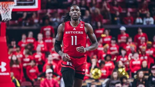 Senior center Clifford Omoruyi of the Rutgers men's basketball team has now grabbed the fifth most rebounds in program history. – Photo by Daniel Fritz / Rutgers Athletics