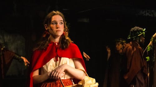 Shannon O'Connell, a School of Nursing senior, played Little Red Riding Hood in Cabaret Theatre's production of "Into the Woods." – Photo by Cabaret Theatre / Facebook