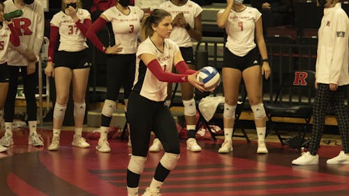 Senior right side hitter Beka Kojadinovic and the Rutgers volleyball team return to Piscataway this weekend as they face off against Illinois and Maryland. – Photo by Olivia Thiel