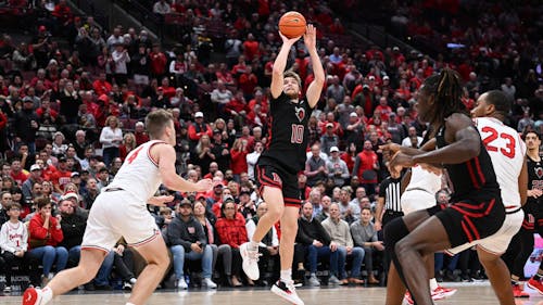 Senior guard Cam Spencer and the Rutgers men's basketball team had a strong showing on Thursday night, but it was not enough as Ohio State won at the buzzer. – Photo by @RutgersMBB / Twitter