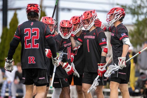 It was a team effort in the Rutgers men's lacrosse team's win over No. 16 Michigan on Sunday. – Photo by Tim Fuller / scarletknights.com