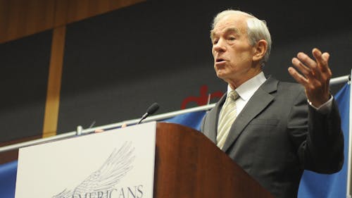 Former Congressman and presidential candidate Ron Paul (R.-TX.) spoke at Rutgers Saturday about his thoughts on the current state of the nation and some of the candidates running for President of the United States. – Photo by Dimitri Rodriguez