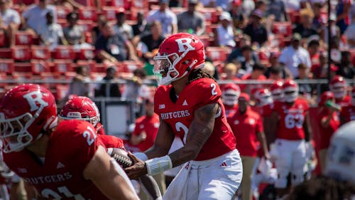 Junior quarterback Gavin Wimsatt threw for 163 yards and no interceptions to help lead the Rutgers football team to an opening day victory. – Photo by Hamza Azeem