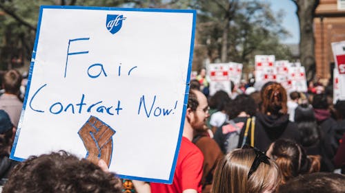 The Union of Rutgers Administrators-American Federation of Teachers (URA-AFT) is moving toward authorizing a strike vote and officially joining the ongoing strike movement at Rutgers.
 – Photo by Evan Leong