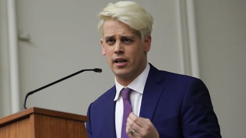 February 2016 | Milo Yiannopoulos kicked off his “Dangerous Faggot” tour at the University in February, but several students believed his violent rhetoric and disregard for certain issues should not have been allowed at Rutgers. – Photo by Photo by Edwin Gano | The Daily Targum