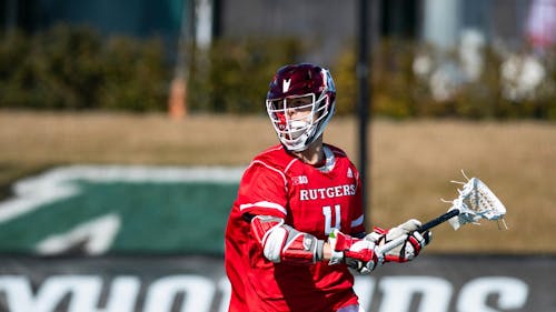 Senior attacker Kieran Mullins received the 2021 Wayne Duke Postgraduate Award, making him the third Rutgers player to do so. – Photo by Scarletknights.com