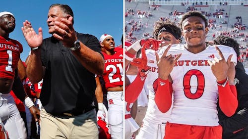 Head coach Greg Schiano and junior defensive back Eric Rogers spoke to the media ahead of the Rutgers football team's game against Maryland this weekend. – Photo by @richschultznj / Instagram & @rfootball / Instagram