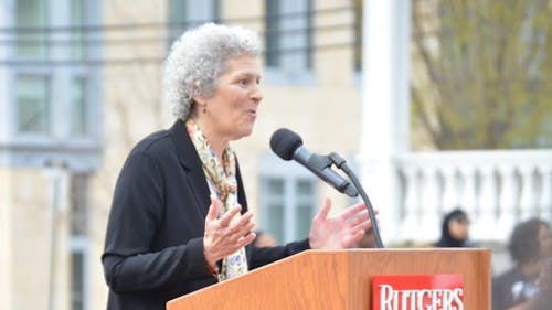 Susan Robeson, the granddaughter of Paul Robeson, called to attention during her speech that the University was built on traditional Lenape grounds. Paul Robeson himself was part Lenape from his mother's side. – Photo by Casey Ambrosio