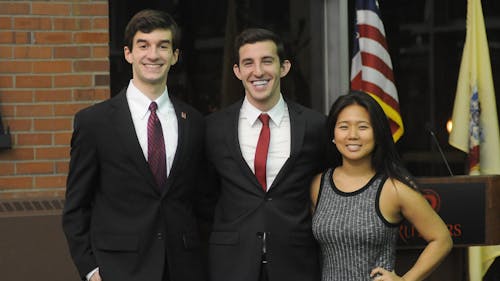 Evan Covello, left, Justin Schulberg, center, and Shannon Chang, right, have won the 2016 elections for the Rutgers University Student Assembly. They will be sworn in on April 14 for the 2016-2017 academic year. – Photo by Photo by Nikita Biryukov | The Daily Targum