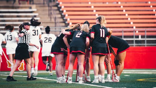 The Rutgers women's lacrosse team gave Michigan a challenge in the first half but had a poor third quarter and suffered its second straight defeat. – Photo by Evan Leong