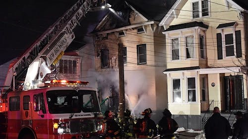 Firefighters attempt to extinguish a fire that occurred at 175, Hamilton St. around 11 p.m. on Feb. 1. – Photo by Michelle Klejmont