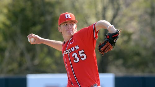 Freshman right-hander John O'Reilly tosses a pitch on April 21 at Bainton Field against Wagner. He scattered six hits and struck out five in seven shutout innings to improve to a team-best 4-1 on the season. – Photo by Photo by Edwin Gano | The Daily Targum
