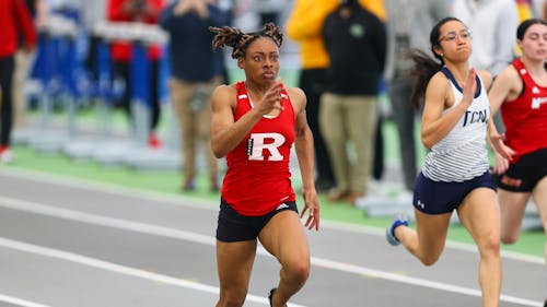 Senior sprinter Zrreyah Moore of the Rutgers—Newark women's track & field team owns school-record finishes in the 60-meter, 200-meter and 400-meter dash.  – Photo by Larry Levanti / Rutgersnewarkathletics.com