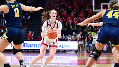 Freshman guard Jillian Huerter led the Rutgers women's basketball team with three three-pointers and 12 points in the loss to Michigan on Sunday.  – Photo by Ben Solomon / ScarletKnights.com