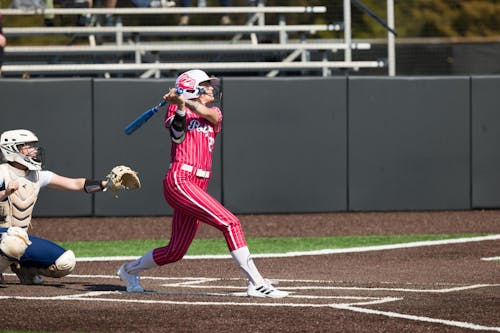 Junior infielder Kyleigh Sand leads the Rutgers softball team in batting average and will look to continue her hot stretch at the plate when the team plays against Iowa this weekend. – Photo by Steve Hockstein / ScarletKnights.com