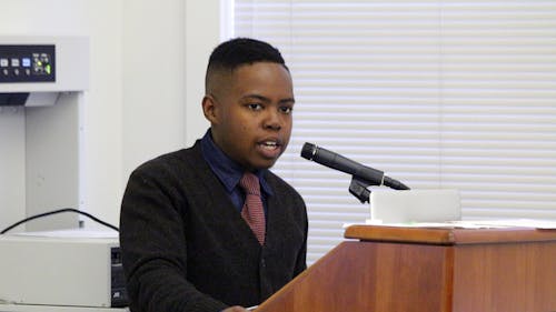 C. Riley Snorton, assistant Professor at Cornell University, speaks about hip-hop and sexuality at the “Distinguished Lecture Series” on Douglass campus. – Photo by Photo by Edwin Gano | The Daily Targum