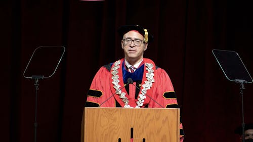 At his inauguration on Friday, University President Jonathan Holloway spoke about future initiatives to further his vision for the Rutgers community. – Photo by Emma Garibian