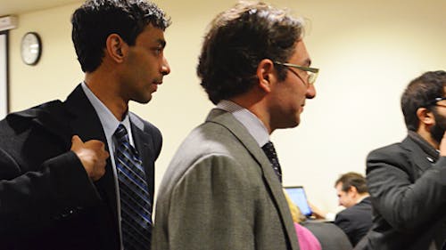 Dharun Ravi leaves the second-floor courtroom in the Middlesex County Courthouse after the first day of trial. The trial, which began on Friday, is expected to last three to four weeks. – Photo by Anastasia Millicker