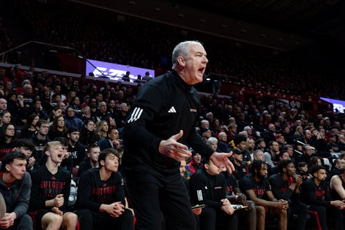 Head coach Steve Pikiell and the Rutgers men's basketball team struggled to get anything going in their 63-46 home defeat to Maryland on Sunday.  – Photo by Christian Sanchez 