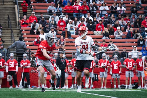 Freshman midfielder Colin Kurdyla had a team-leading 2 goals in the Rutgers men's lacrosse team's 11-6 loss to Maryland on Saturday. – Photo by Christian Sanchez