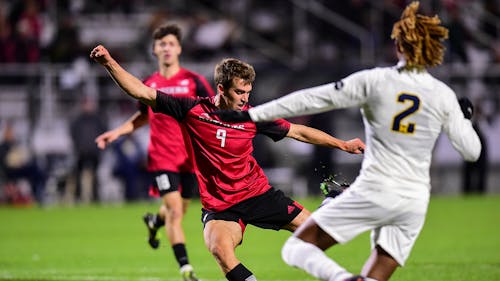 Senior forward MD Myers and the Rutgers men's soccer team will begin their Big Ten Tournament at home tomorrow against Wisconsin. – Photo by Scarletknights.com