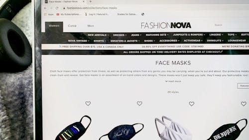 Fast fashion brands like Fashion Nova are selling face masks during the COVID-19 crisis for as much as $14.99. On their site, the brand states the masks will keep you healthy and fashionable.  – Photo by Salma HQ