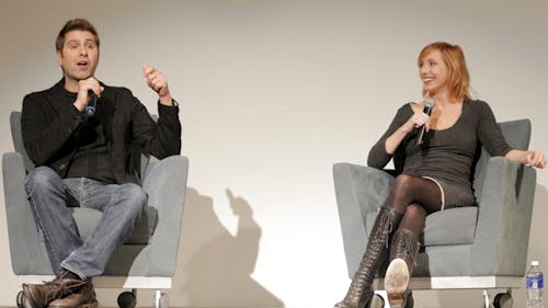Kari Byron and Tory Belleci came yesterday to the Busch Campus Center. – Photo by Edwin Gano