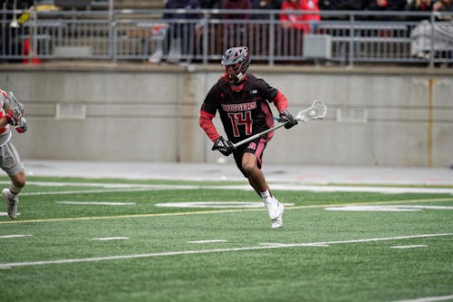 Senior midfielder Michael Sanguinetti scored the opening two goals for the Rutgers men’s lacrosse team in its victory over Michigan.  – Photo by Scarletknights.com
