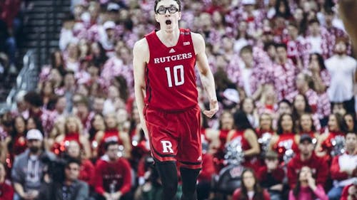 Freshman guard Gavin Griffiths has steadily improved recently for the Rutgers men's basketball team and continued that with 14 points against Wisconsin on Thursday night. – Photo by Daniel Fritz / scarletknights.com
