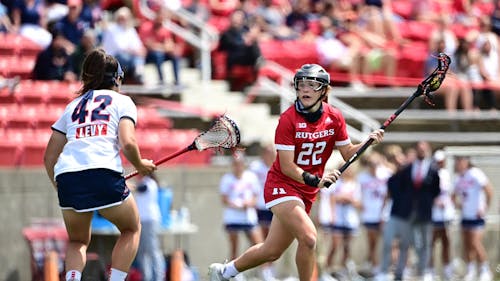 Sophomore midfielder Ashley Moynahan and the Rutgers women's lacrosse team pulled off a comeback to defeat Johns Hopkins 12-11. – Photo by Scarletknights.com