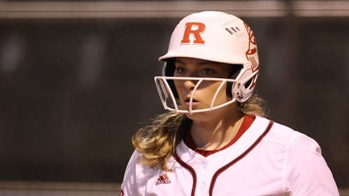 Graduate student catcher Katie Wingert will look to add to her total of eight home runs when the Rutgers softball team begins Big Ten play against Ohio State this weekend.  – Photo by @ru_softball / Instagram