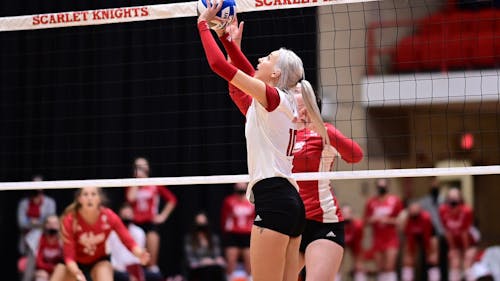 Junior setter Inna Balyko put up 23 assists against Wisconsin on Friday.  – Photo by Scarletknights.com