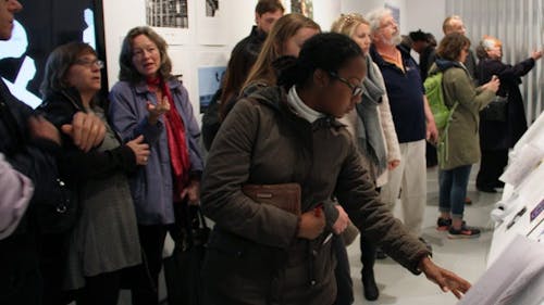 Throughout the exhibition, visitors are shown a number of statistics such as incarceration rates in the United States, the number of people incarcerated and the amount of detained immigrants paired with local case studies in the United States. – Photo by Photo by States of Incarceration | The Daily Targum