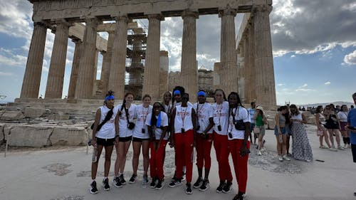 The Rutgers women's basketball team traveled to Greece this summer ahead of the 2023-2024 season. – Photo by @RutgersWBB / X.com