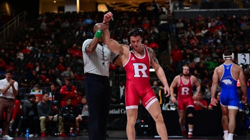 Graduate student 197-pounder Greg Bulsak earned the Knights' fourth technical fall of the evening. – Photo by Rutgers Wrestling / Twitter