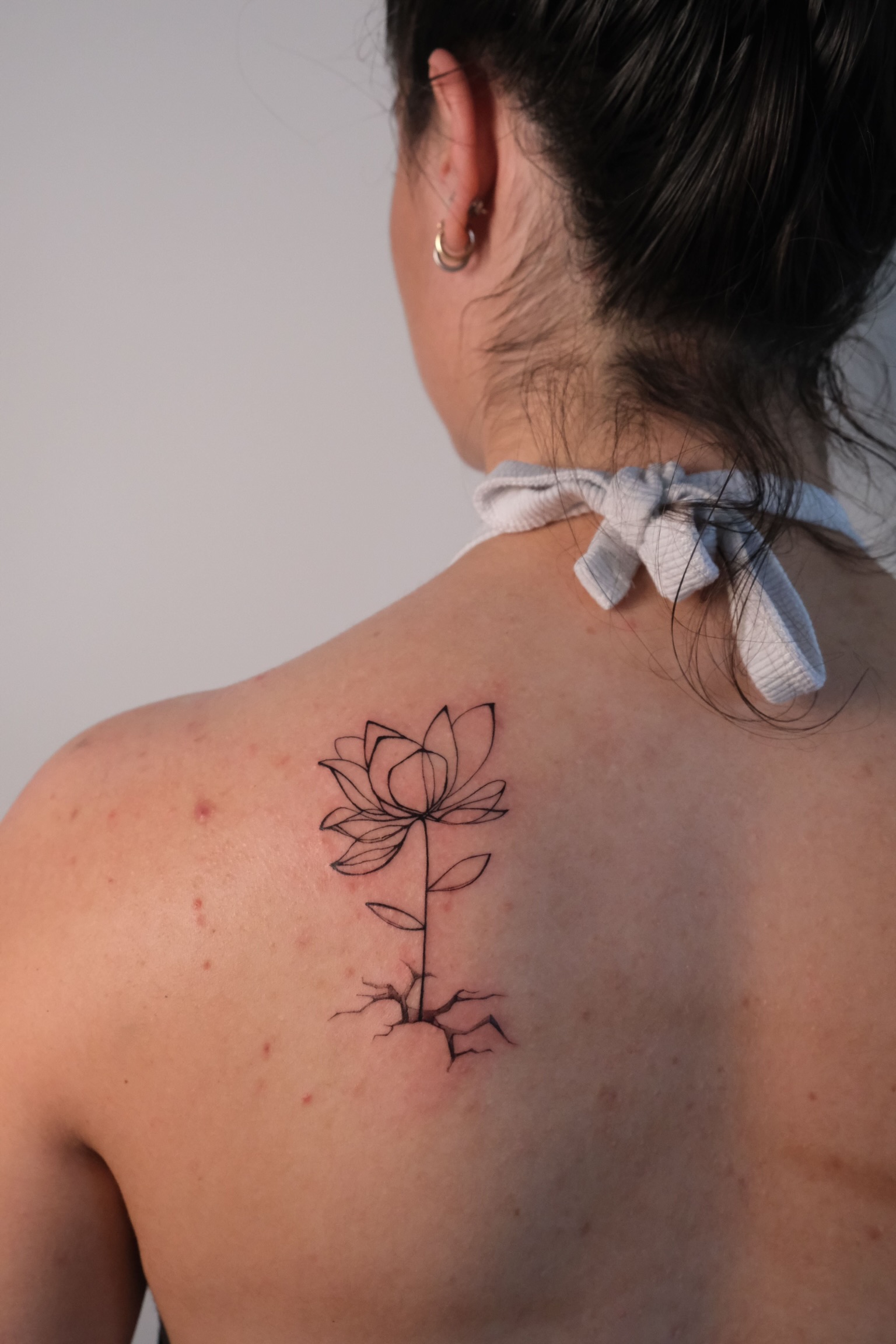 Custom freestyle calf tattoo represent rice plant &