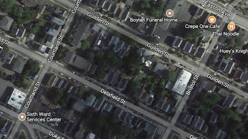 A Rutgers-affiliated individual told police that he was assaulted by a group outside of an off-campus party on Delafield street. – Photo by Google Maps
