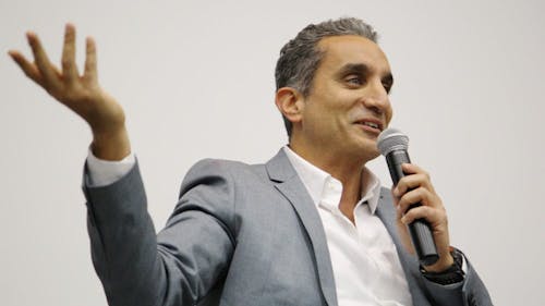 An estimated 400 Rutgers students arrived at the Cook Student Center on Wednesday night to hear Bassem Youssef speak about producing a satirical television show following the Arab Spring in Egypt. – Photo by Dimitri Rodriguez